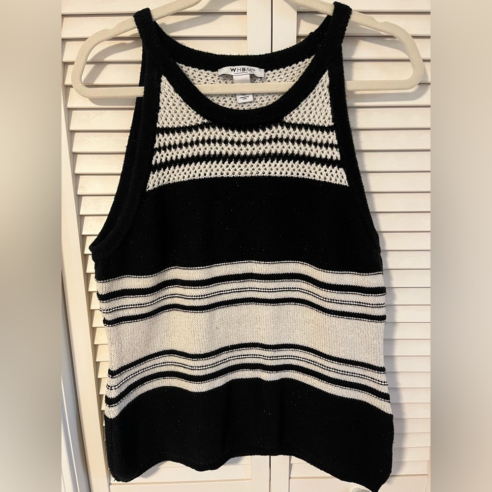 WHBM Black / White / Gold Halter Sweater